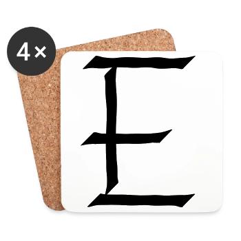 Lettre E - Dessous de verre (lot de 4) - blanc - Devant