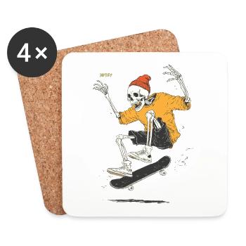 Skelett-Skateboarder Winterlook - Untersetzer (4er-Set) - Weiß - Vorne