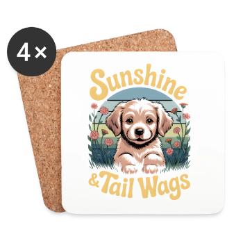 Sonnenschein und der Hund im Garten - Untersetzer (4er-Set) - Weiß - Vorne