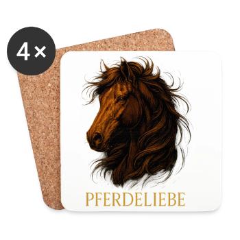 Pferdeliebe: Goldene Mähne - Untersetzer (4er-Set) - Weiß - Vorne