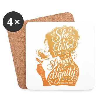 She is clothed in strength & dignity - Untersetzer (4er-Set) - Weiß - Vorne