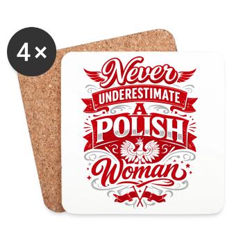 Never Underestimate A Polish Woman – Polen Spruch - Untersetzer (4er-Set) - Weiß - Vorne