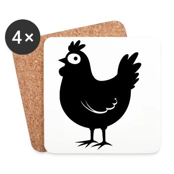 Huhn - Untersetzer (4er-Set) - Weiß - Vorne