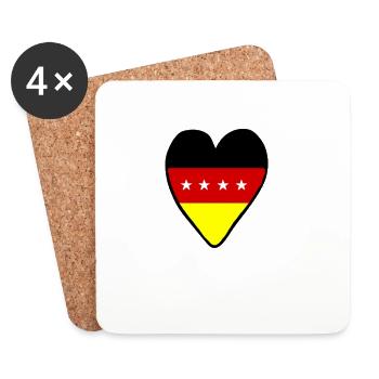 Allemagne Cœur - Dessous de verre (lot de 4) - blanc - Devant