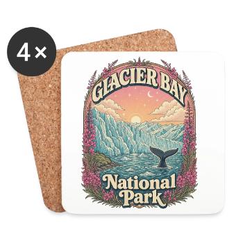 Glacier Bay National Park USA Alaska Vintage - Coasters (set of 4) - white - Front