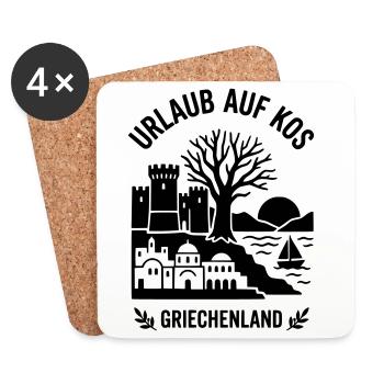 Kos Griechenland Urlaub - Untersetzer (4er-Set) - Weiß - Vorne