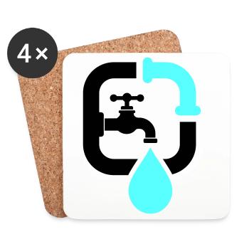 Klempner Wasserhahn Rohr Logo - Untersetzer (4er-Set) - Weiß - Vorne