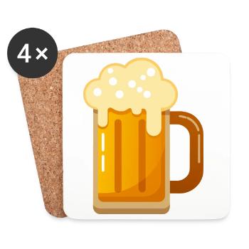 Chope de bière - Dessous de verre (lot de 4) - blanc - Devant