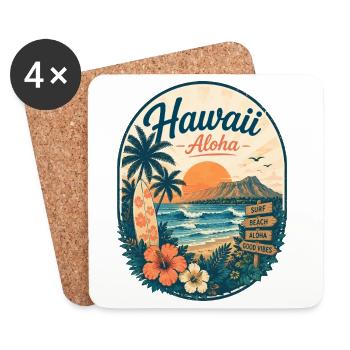 Ambiances de plage du coucher de soleil à Hawaii Aloha - Dessous de verre (lot de 4) - blanc - Devant