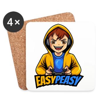 Gamer Boy Easy Peasy Gaming Logo - Coasters (set of 4) - white - Front