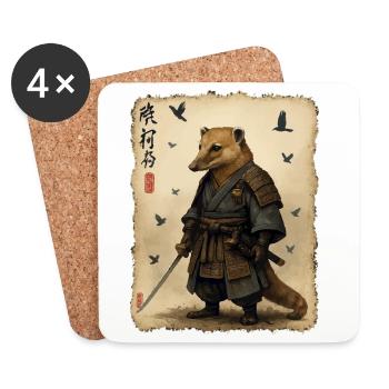 Meerkat Samurai: Shadow Katana - Coasters (set of 4) - white - Front