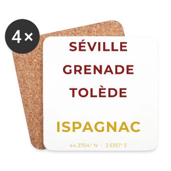 Ispagnac Lozère - Seville - Granada - Toledo - Coasters (set of 4) - white - Front
