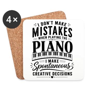 Piano Gift for Pianist and Music Teacher - Coasters (set of 4) - white - Front
