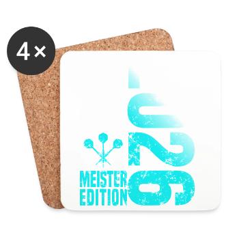 Darts Champion 2026, Kreisliga Shirt cyan white - Coasters (set of 4) - white - Front