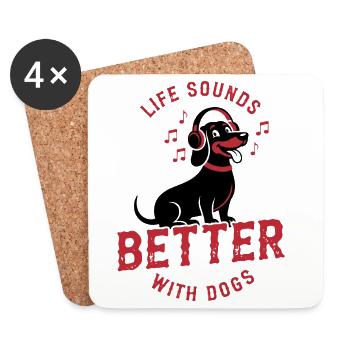 Adorateur de musique avec un casque - Dessous de verre (lot de 4) - blanc - Devant