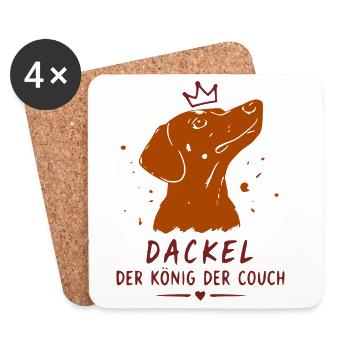 Dackel König der Couch - Untersetzer (4er-Set) - Weiß - Vorne