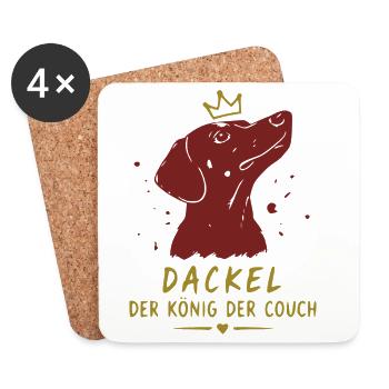 Dackel König Der Couch - Untersetzer (4er-Set) - Weiß - Vorne