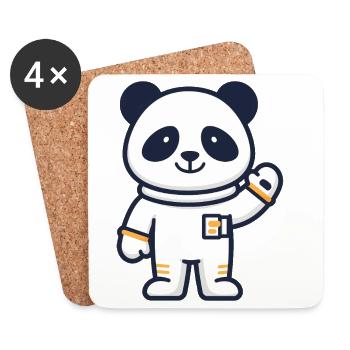 Panda astronaute dans l’espace - Dessous de verre (lot de 4) - blanc - Devant