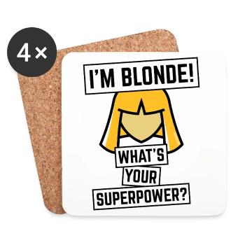 I’m Blonde! What’s Your Superpower? (Blond / NEG) - Untersetzer (4er-Set) - Weiß - Vorne