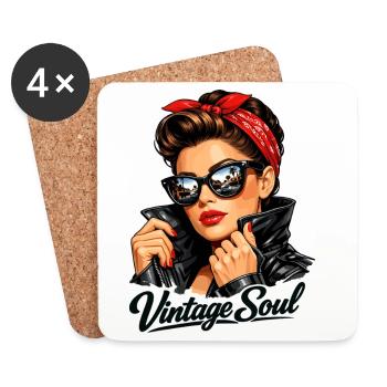 Vintage Soul – Cooles Rockabilly Pin-Up Design - Untersetzer (4er-Set) - Weiß - Vorne
