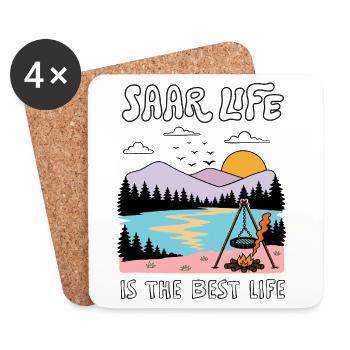 Sarre - La vie en Sarre est la meilleure vie - Dessous de verre (lot de 4) - blanc - Devant