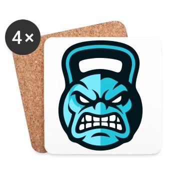 Logo kettlebell d’entraînement - Dessous de verre (lot de 4) - blanc - Devant