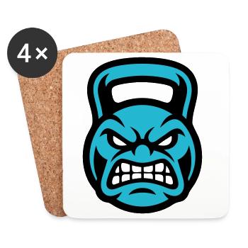 Kettlebell Face Logo - Dessous de verre (lot de 4) - blanc - Devant