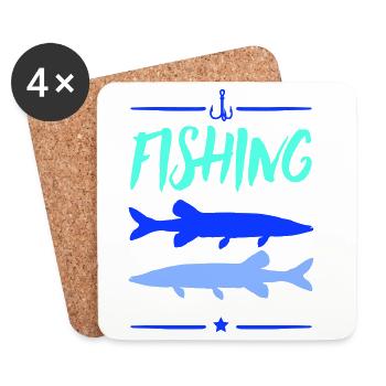 Fishing in the lake silhouettes - Coasters (set of 4) - white - Front