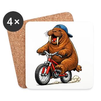Morse sur le vélo - Dessous de verre (lot de 4) - blanc - Devant