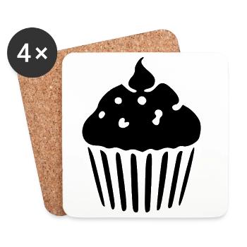 Cadeau de pâtisserie Cupcake Muffin - Dessous de verre (lot de 4) - blanc - Devant