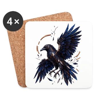 Raven Mosaic Night - Coasters (set of 4) - white - Front