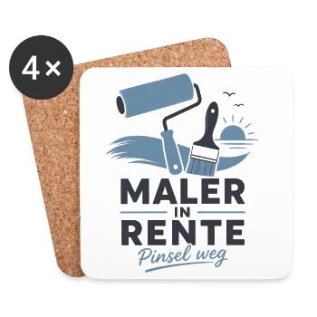 Maler in Rente – Pinsel weg & Farbrolle Grafik - Untersetzer (4er-Set) - Weiß - Vorne