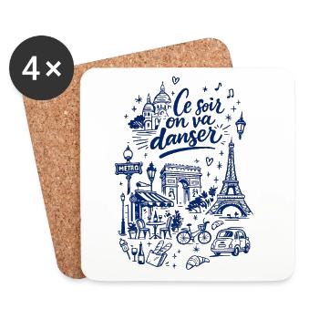 Ce soir on va danser Paris - Untersetzer (4er-Set) - Weiß - Vorne