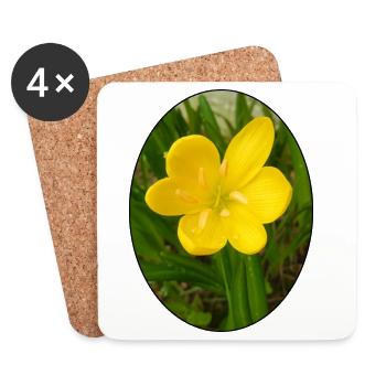 Gelbe Blüte im Vordergrund - Untersetzer (4er-Set) - Weiß - Vorne