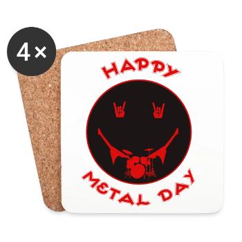 Joyeuse Journée Metal Icône de la batterie - Dessous de verre (lot de 4) - blanc - Devant