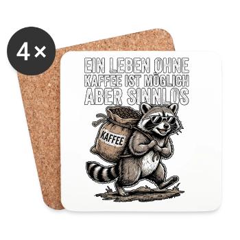 Kaffee Waschbär - Untersetzer (4er-Set) - Weiß - Vorne