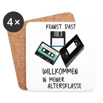 Retro Tech Humor Altersklasse - Untersetzer (4er-Set) - Weiß - Vorne