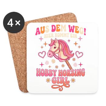 Hobby Horsing Girl Aus dem Weg Steckenpferd - Untersetzer (4er-Set) - Weiß - Vorne