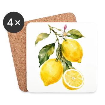 Zitronen Aquarell Motiv - Untersetzer (4er-Set) - Weiß - Vorne
