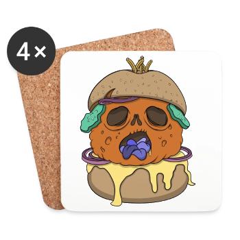 Burger - Grusel Fastfood - Untersetzer (4er-Set) - Weiß - Vorne