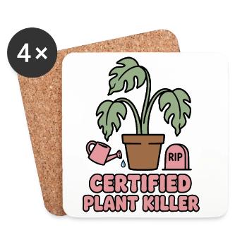 Certified Plant Killer Pflanzenhumor - Untersetzer (4er-Set) - Weiß - Vorne