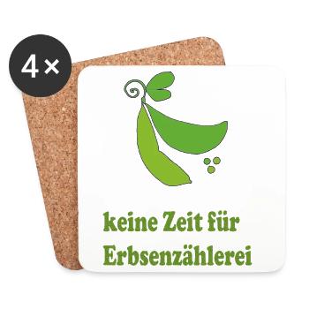 Keine Zeit Für Erbsenzähler – Grüne Erbse - Untersetzer (4er-Set) - Weiß - Vorne