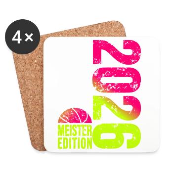 Basketball Meister Edition 2026 in lime pink - Untersetzer (4er-Set) - Weiß - Vorne