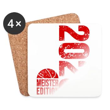 Basketball Meister Edition 2026 in rot und weiß - Untersetzer (4er-Set) - Weiß - Vorne