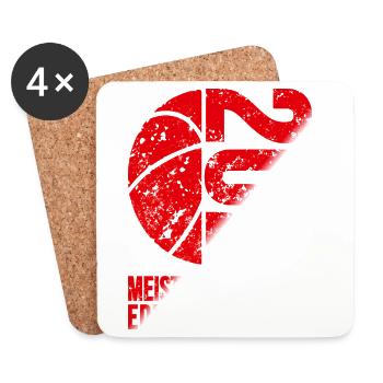 Basketball Meister Edition 2026 in rot und weiß - Untersetzer (4er-Set) - Weiß - Vorne