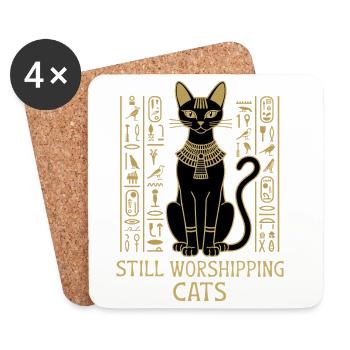 Still Worshipping Cats – Egyptian Cat Hieroglyphic - Coasters (set of 4) - white - Front