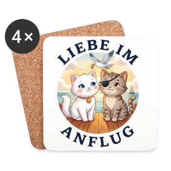 Liebe im Anflug - Untersetzer (4er-Set) - Weiß - Vorne