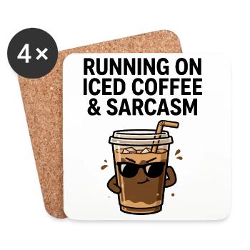 Eiskaffee mit einer Prise Sarkasmus - Untersetzer (4er-Set) - Weiß - Vorne