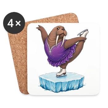 Walross als Eiskunstläuferin auf Eisscholle Kür - Coasters (set of 4) - white - Front