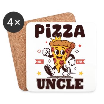 Pizza_uncle_Cadeau_Amateur_de_Pizza - Untersetzer (4er-Set) - Weiß - Vorne